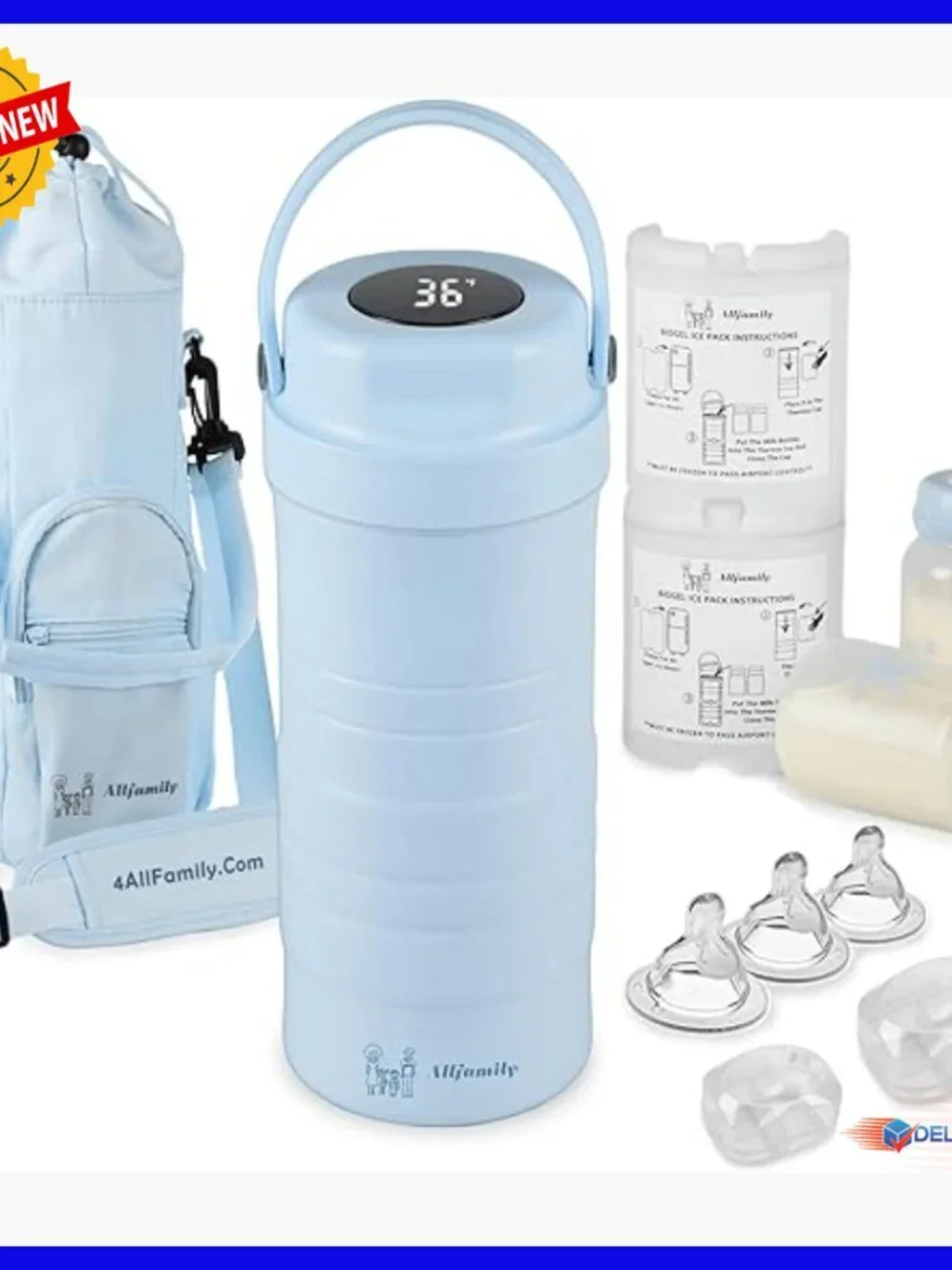 Breast Milk Cooler Bag with 24-Hour Ice Pack, Bottles, TSA-Compliant